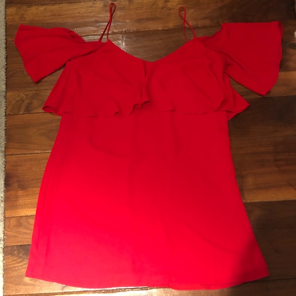 Aqua Cold Shoulder Red Dress - Picture 2 of 4